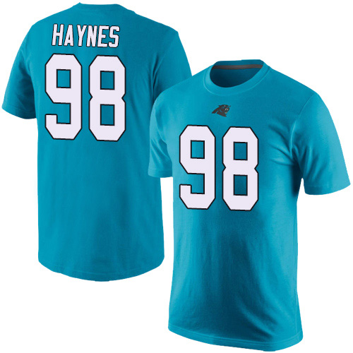 Carolina Panthers Men Blue Marquis Haynes Rush Pride Name and Number NFL Football #98 T Shirt->nfl t-shirts->Sports Accessory
